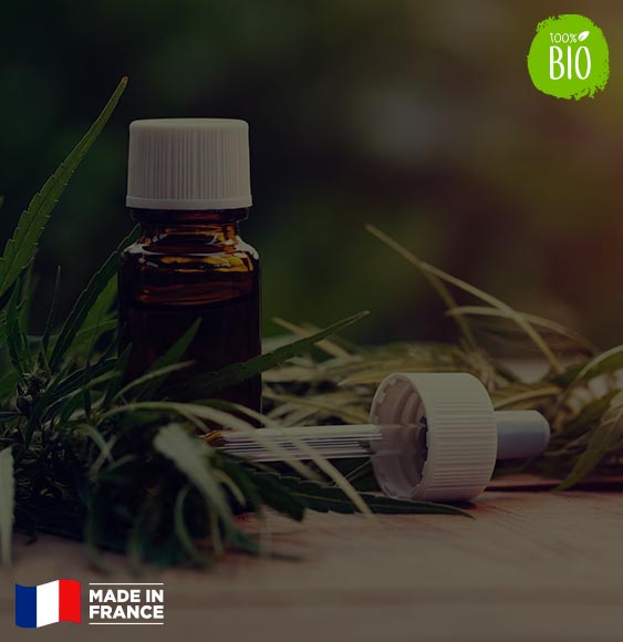 banniere Cbd oil bio full spectrum cbd et logo bio et logo made in France
